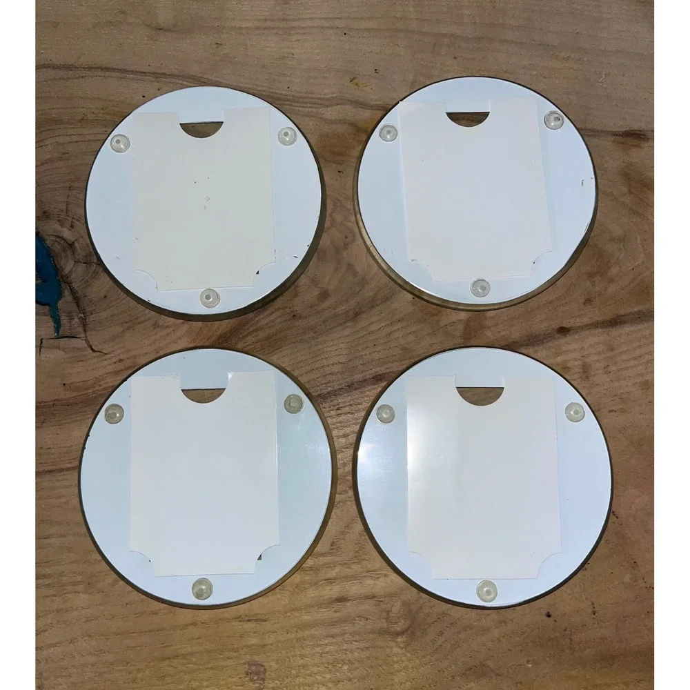 Set of 4 Round Glass Photo Coasters with Black Holder Customizable